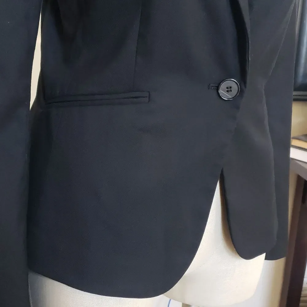 H&M Black Hourglass Tailored Blazer Jacket Size 8 Business Career